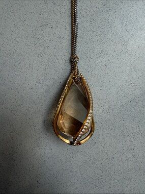 Swarovski Gold-Tone Teardrop Necklace with Clear Crystal